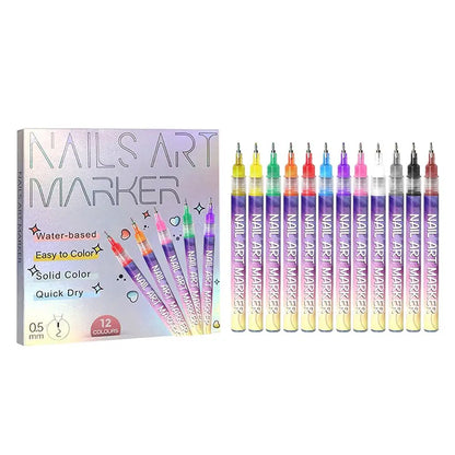 12-Color Nail Art Marker Set