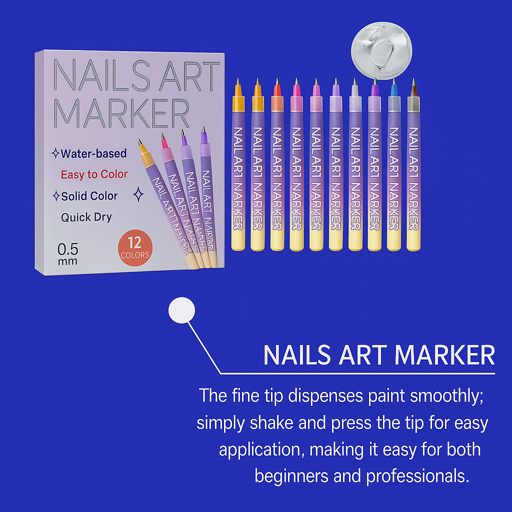 12-Color Nail Art Marker Set