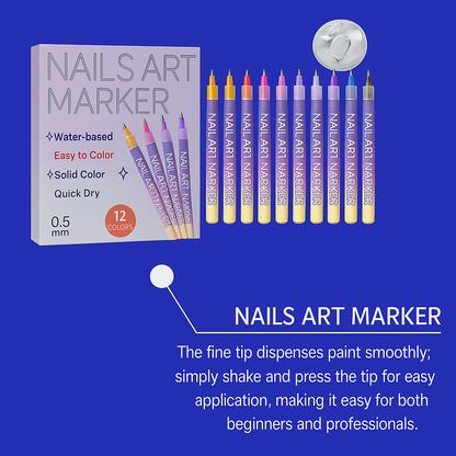 12-Color Nail Art Marker Set